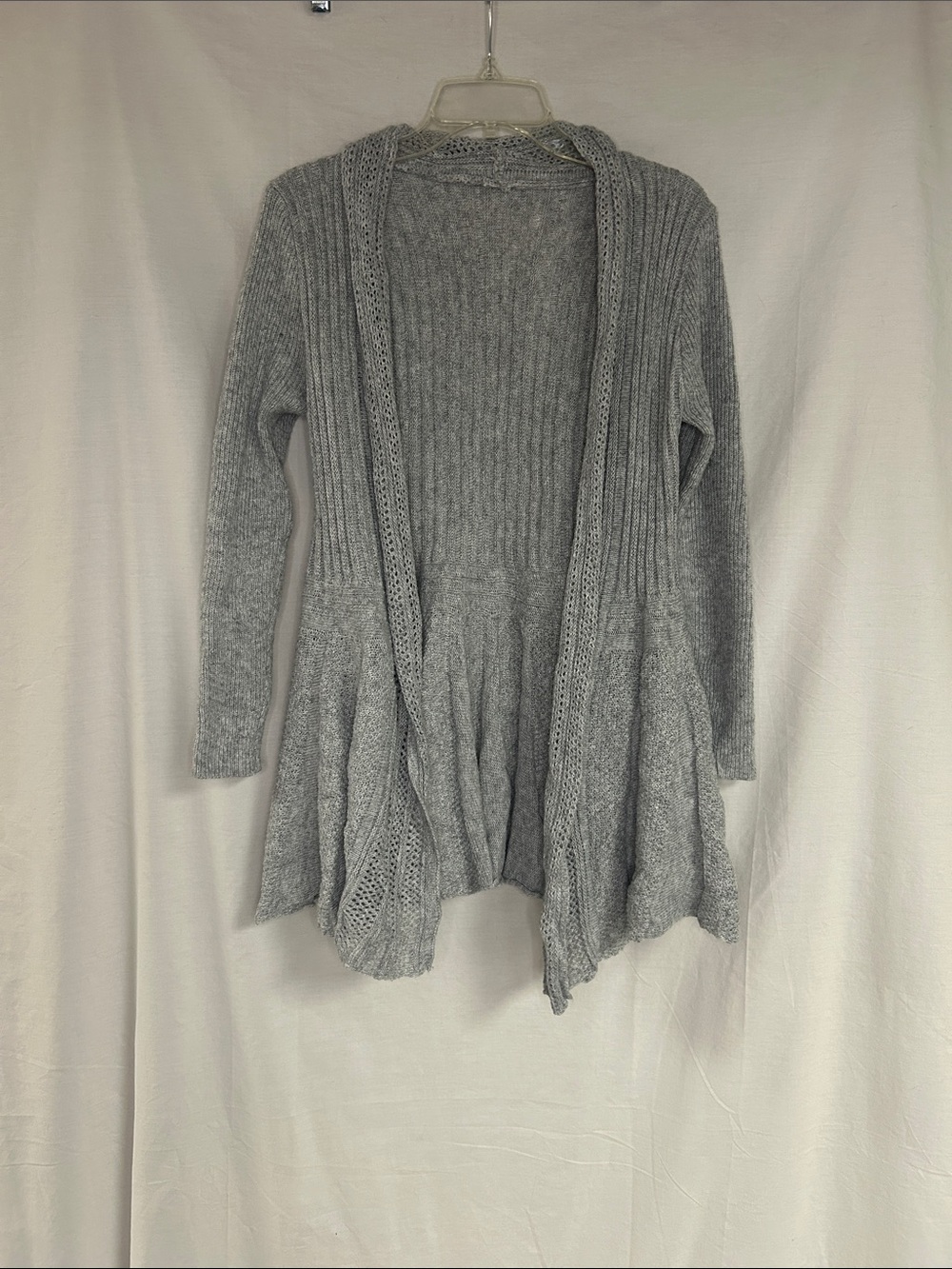 SHEIN Light Gray Open-Front Ribbed Cardigan